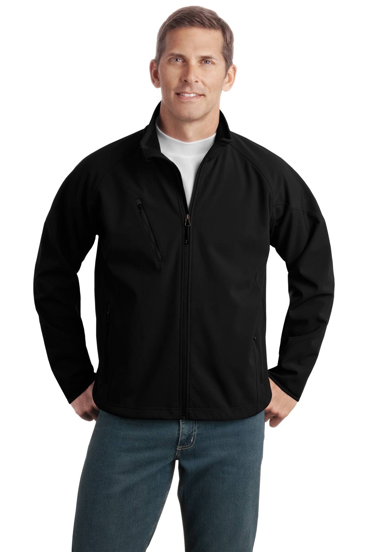 Port Authority TLJ705 Mens Big And Tall Long Sleeve Textured Soft Shell Jacket With Pockets