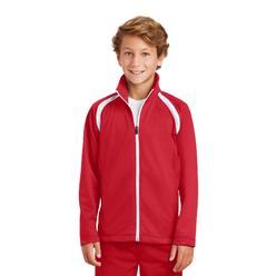 Sport-Tek YST90 Youth Long Sleeve Cadet Collar Tricot Track Full Zip Jacket With Pockets