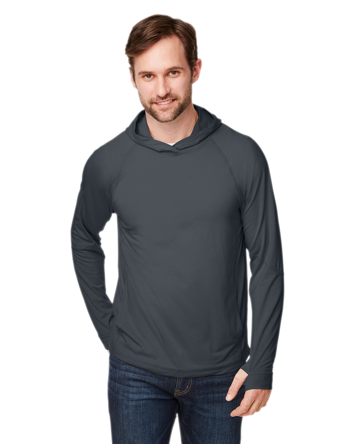 North End NE105 Unisex Long Sleeve Moisture Wicking JAQ Stretch Performance Hoodie With Pockets