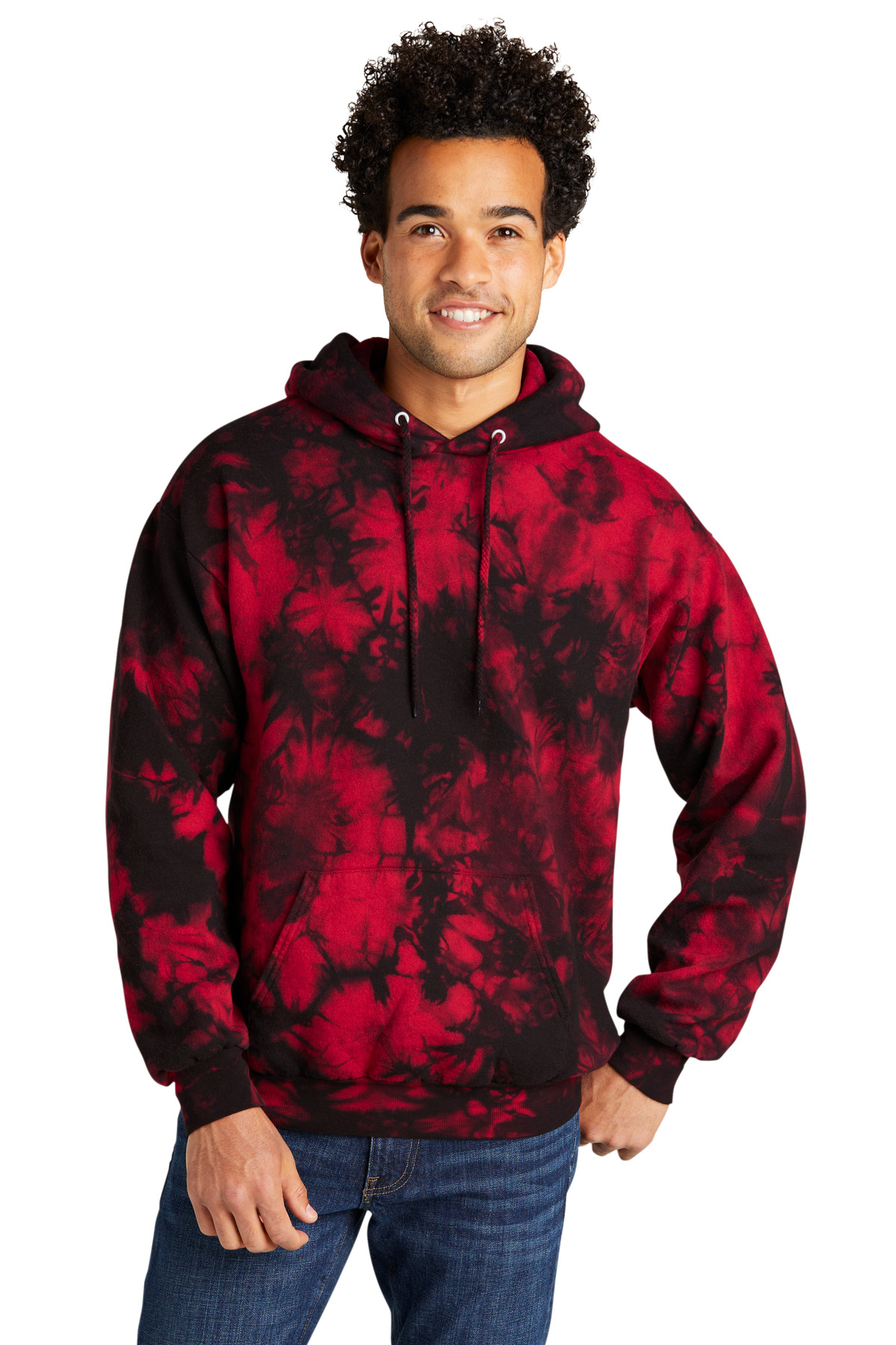 Port & Company PC144 Mens Long Sleeve Crystal Tie Dye Pullover Stylish Hoodie With Pockets