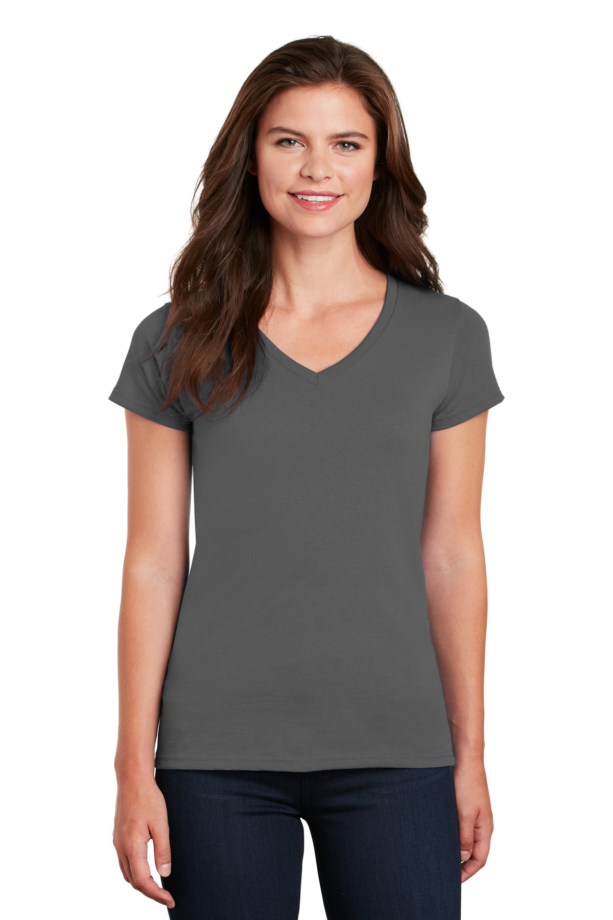 Gildan 5V00L Womens Short Sleeve Heavy Cotton V Neck Stylish T-Shirt