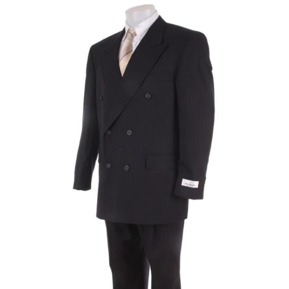 MensUSA Mens Black Dress Double Breasted Light Weight Suit