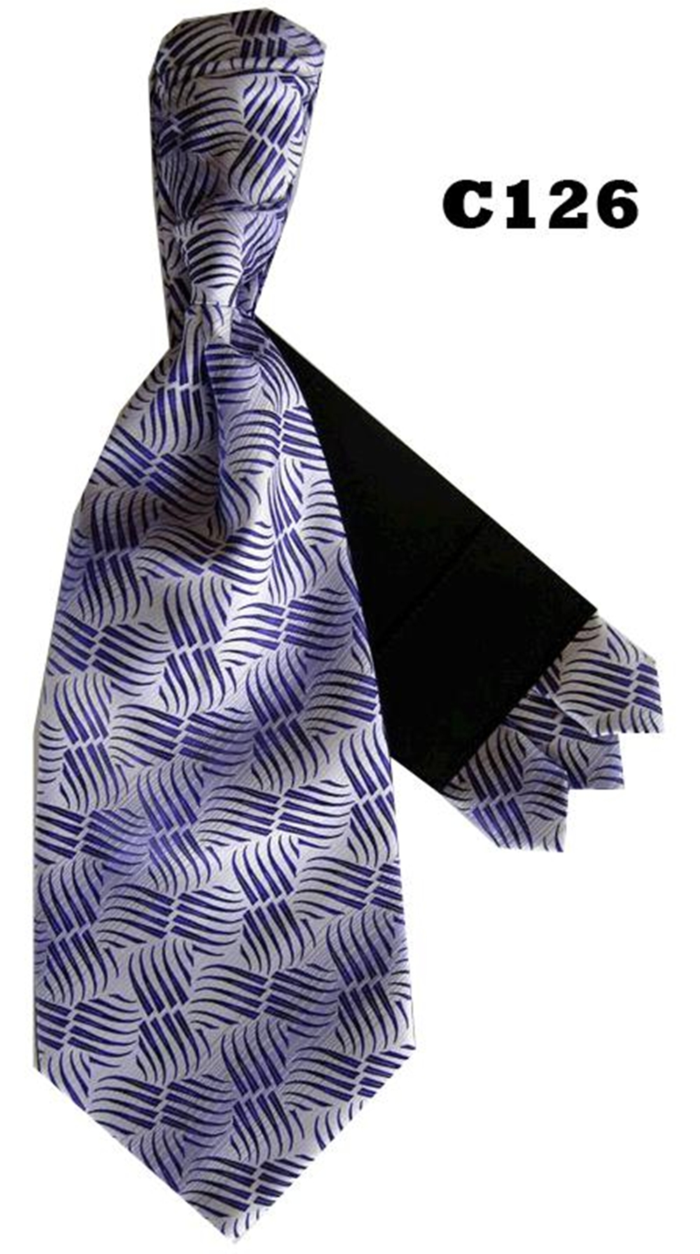 Dapper World Men's Purple Geometric Cravats With Pre Fold Pocket Square C126