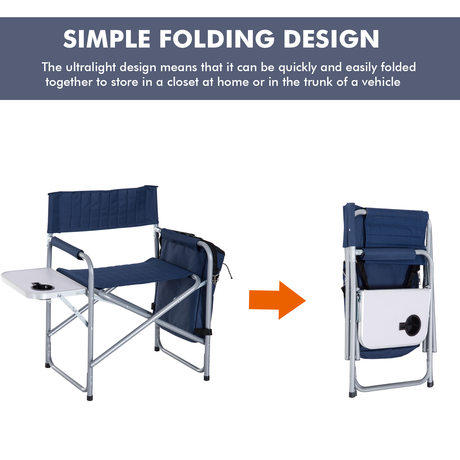 Outsunny Steel Director Folding Camp Chair With Side Table And Outsunny Steel Director Folding Camp Chair With Side Table And Cooler Dark Blue