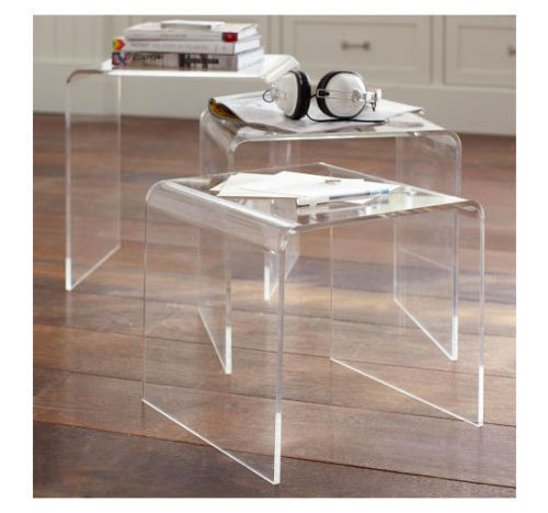 Homcom Modern Retro Clear Acrylic 3 Piece Stackable Nesting Homcom Modern Retro Clear Acrylic 3 Piece Stackable Nesting Accent Side End Tables