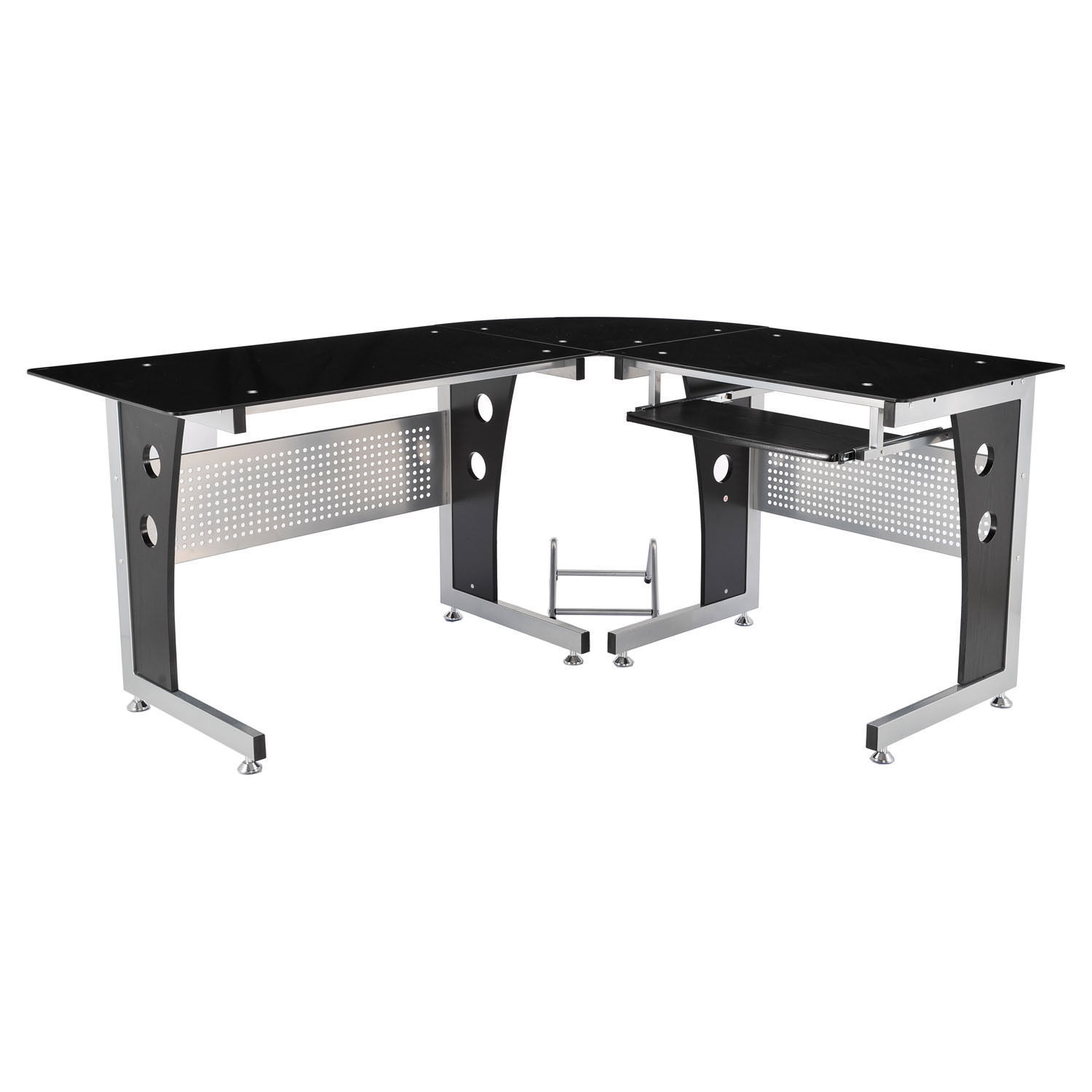 Homcom 64 Modern L Shaped Dark Glasstop Office Workstation Computer Homcom 64 Modern L Shaped Dark Glasstop Office Workstation Computer Desk Black