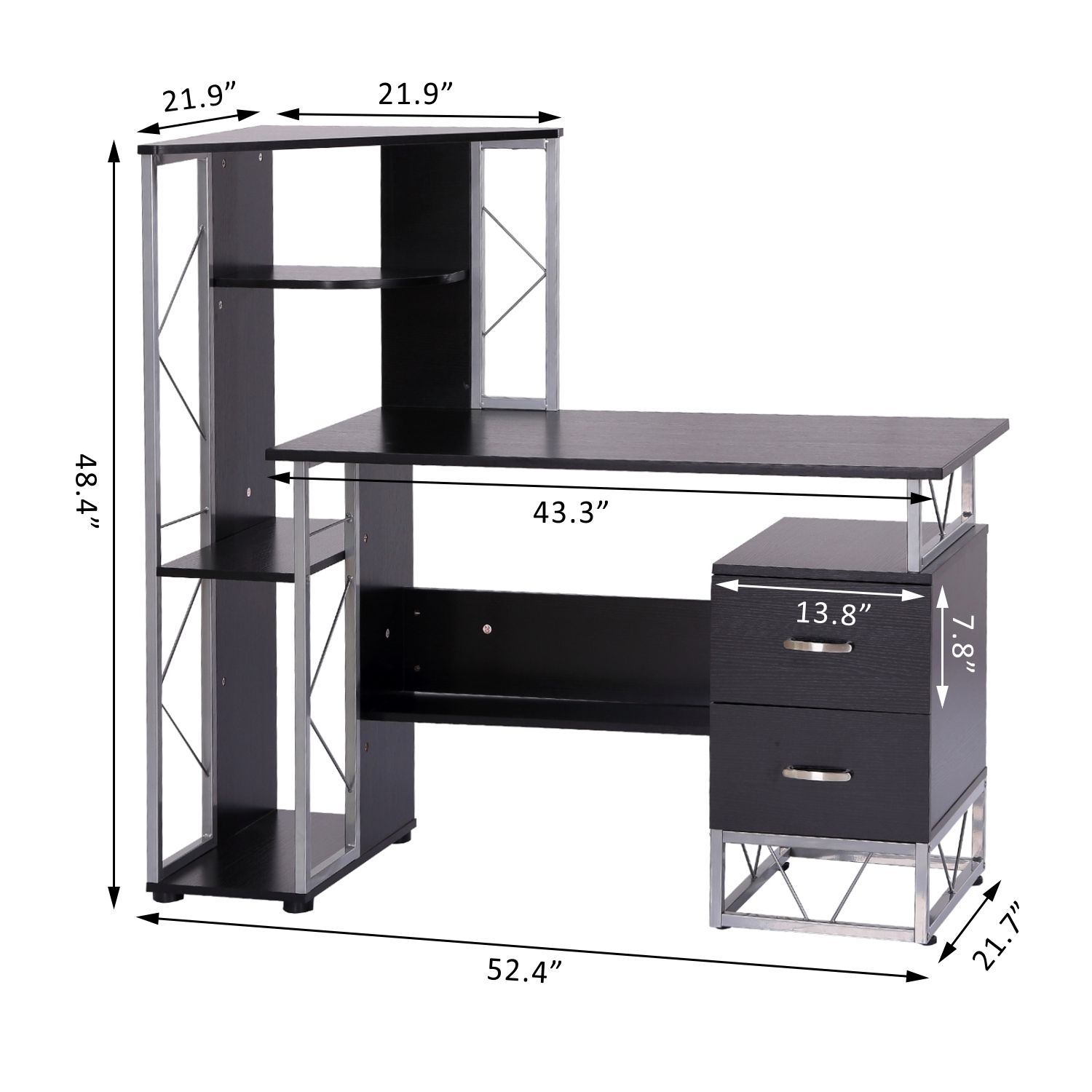 Homcom 52 Multi Level Tower Office Workstation Computer Desk Multi Level Tower Office Workstation Computer Desk Black 4