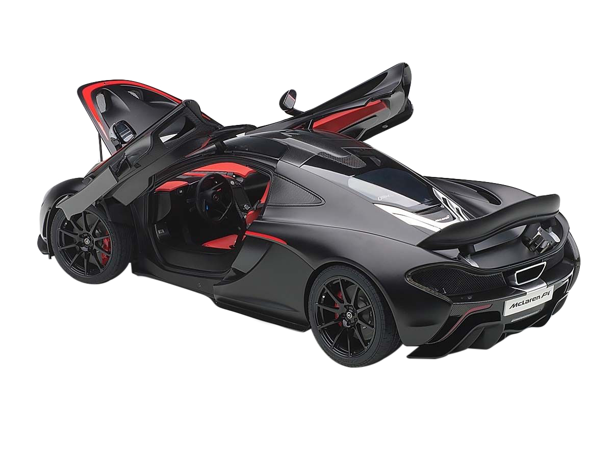 Mclaren P1 Matt Black With Red Accents 1 12 Model Car By Autoart