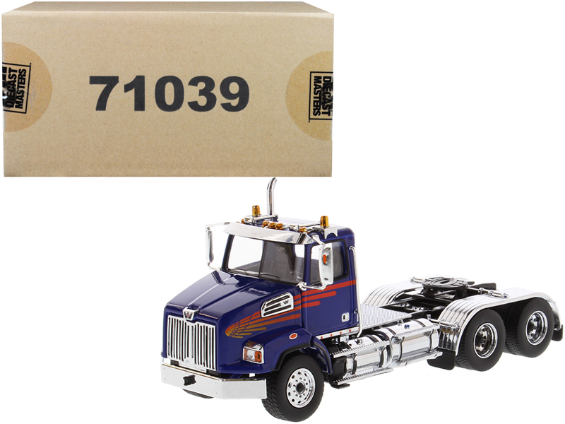 DieCast Masters Western Star 4700 SB Tandem Day Cab Tractor Blue 1/50 Diecast Model by Diecast Masters