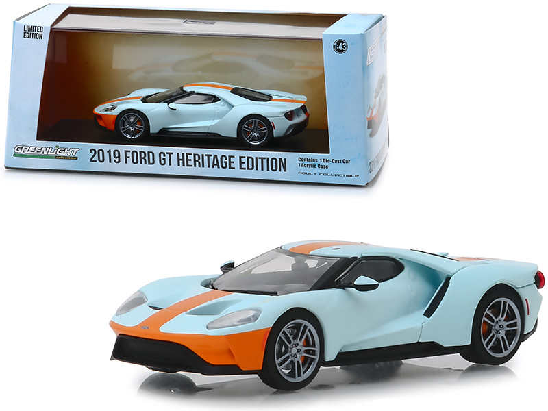 GreenLight 2019 Ford GT Heritage Edition "Gulf Oil" Color Scheme 1/43 Diecast Model Car by Greenlight