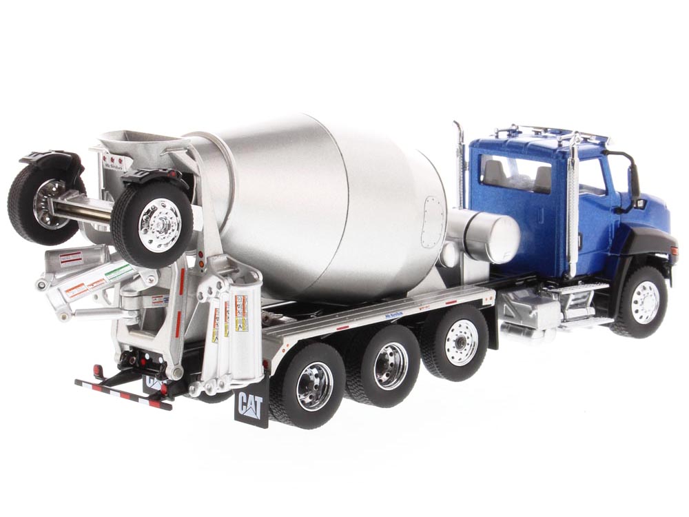 DieCast Masters CAT Caterpillar CT660 Day Cab Tractor with McNeilus Concrete Mixer Truck Blue Metallic 1/50 Diecast Model by Diecast Masters