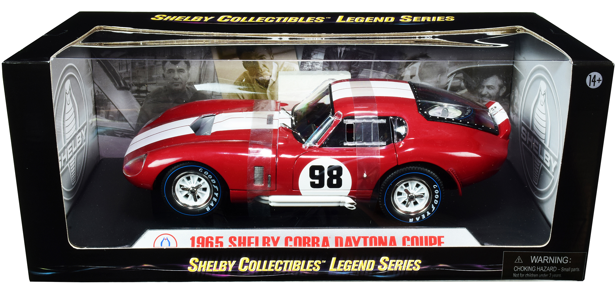 SHELBY COLLECTIBLES 1965 Shelby Cobra Daytona Coupe #98 Red with White Stripes 1/18 Diecast Model Car by Shelby Collectibles