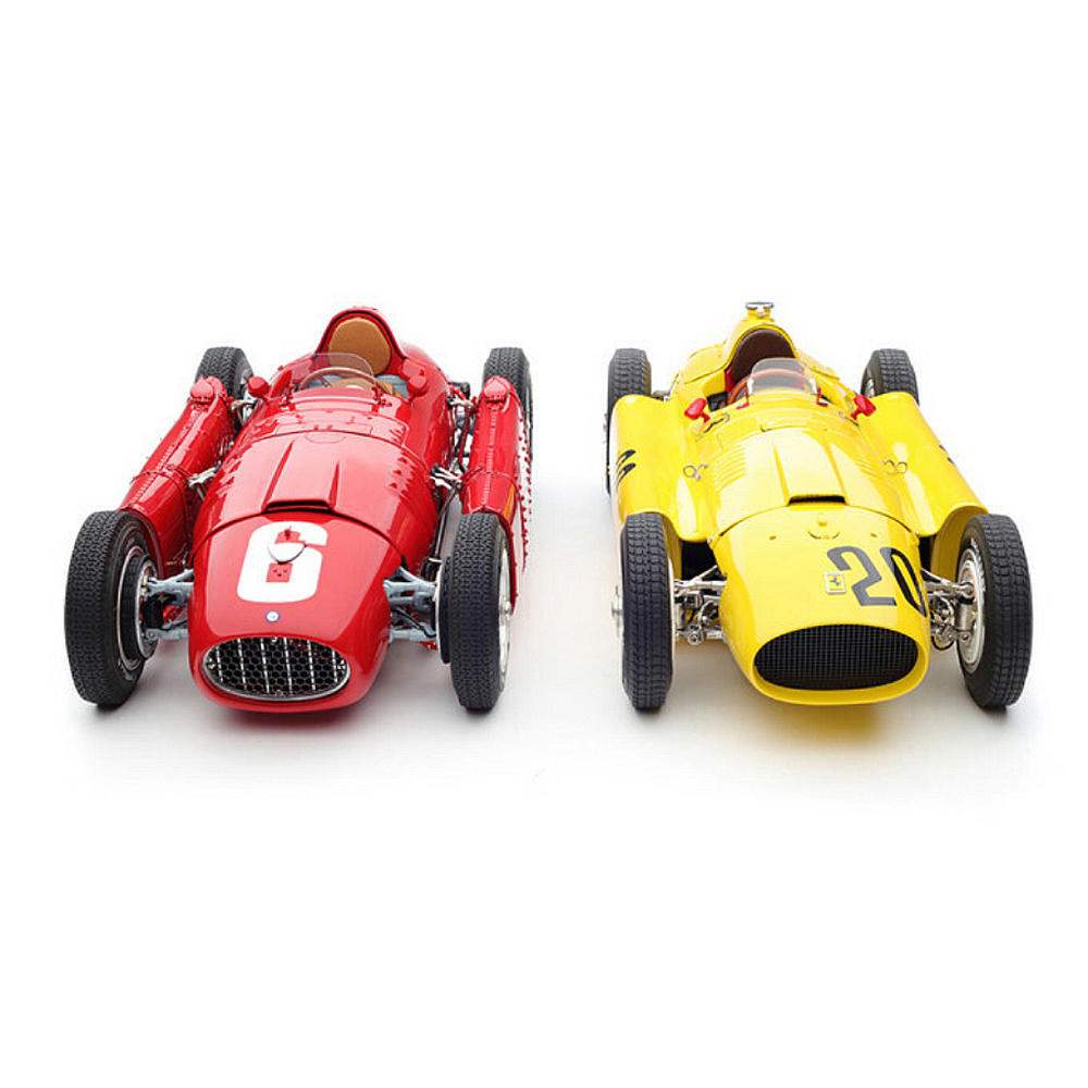 CMC Bundle of 2 Cars 1956 Ferrari D50 #20 GP Belgium (Yellow) & 1955 Ferrari Lancia D50 GP Turin (Red) 1/18 by CMC