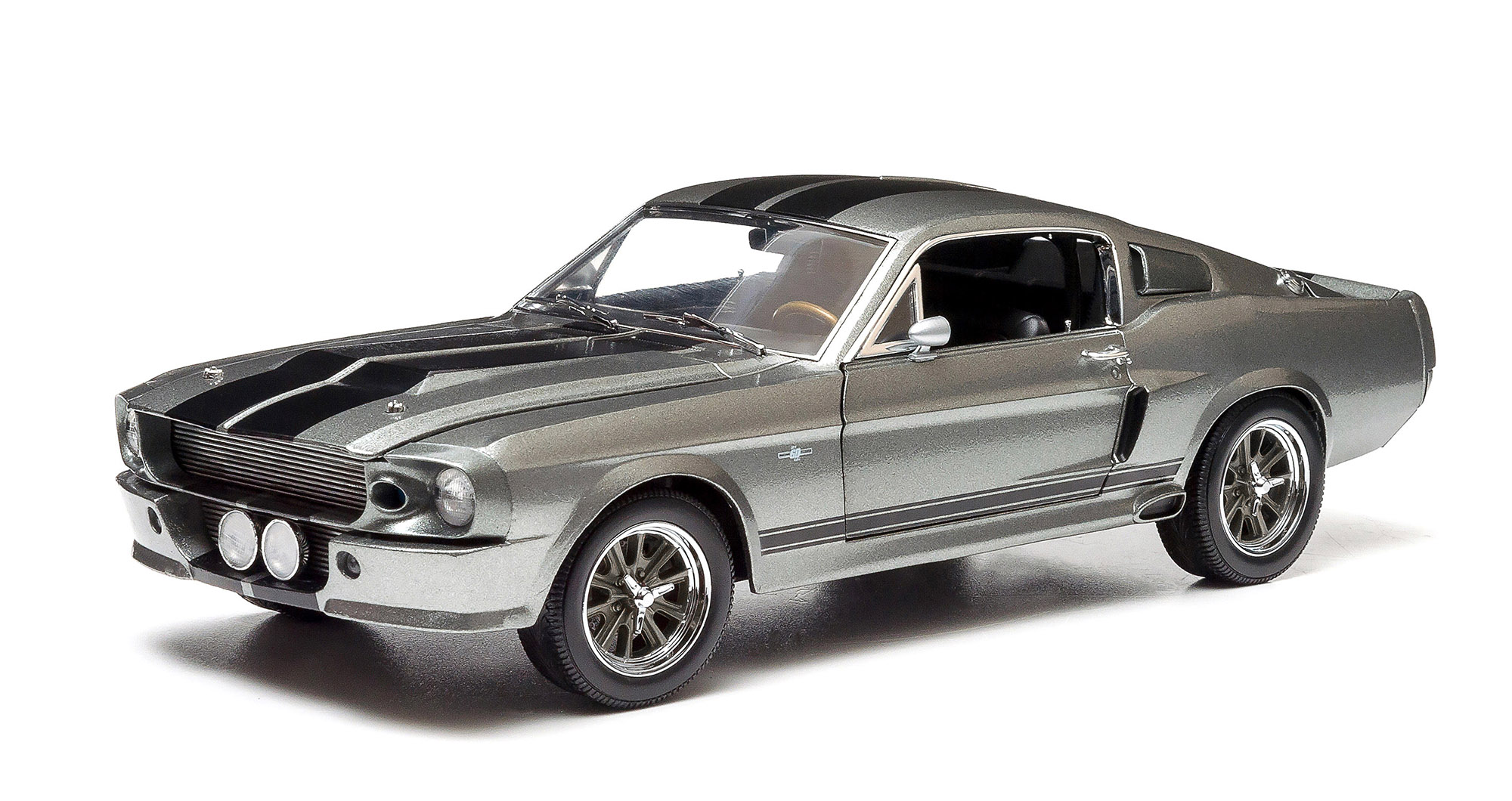 GreenLight 1967 Ford Mustang Custom "Eleanor" Gray Met. w/Black Stripes "Gone in 60 Seconds" (2000) Movie 1/18 Diecast Model by Greenlight