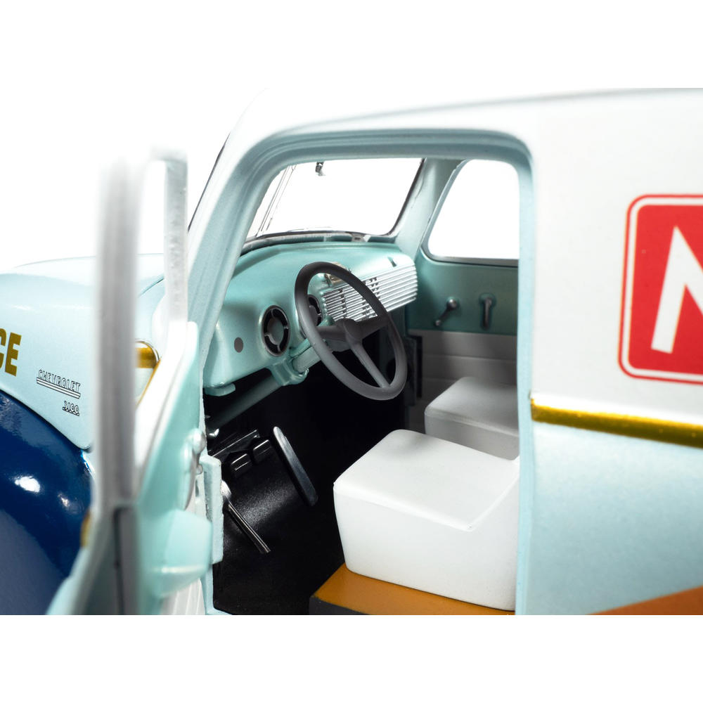 Auto World 1948 Chevrolet Panel Police Van with Mr. Monopoly Figurine "Monopoly" 1/18 Diecast Model Car by Auto World