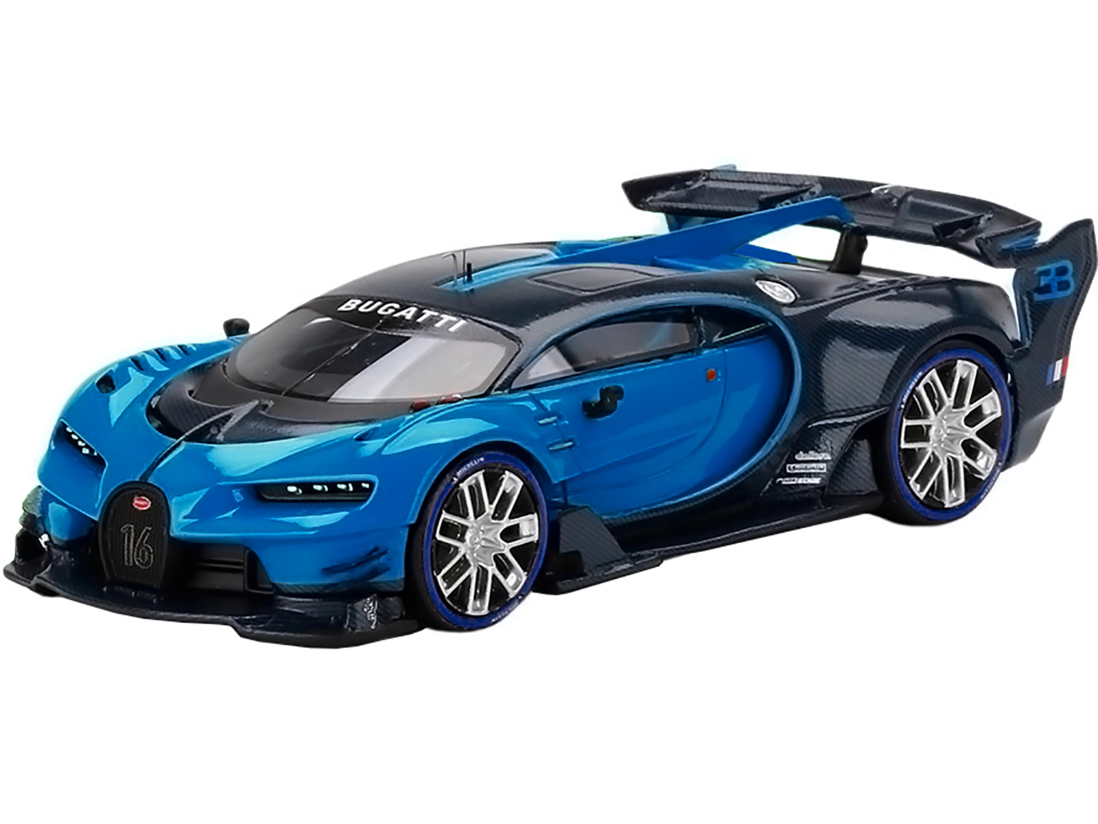 TSM-Model Bugatti Vision Gran Turismo Light Blue and Blue Carbon 1/43 Model Car by True Scale Miniatures