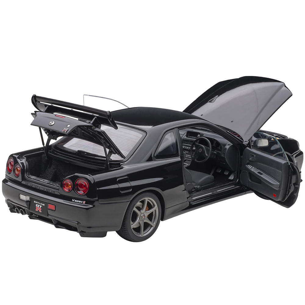 Autoart Nissan Skyline GT-R (R34) V-Spec II RHD (Right Hand Drive) Black Pearl 1/18 Model Car by Autoart