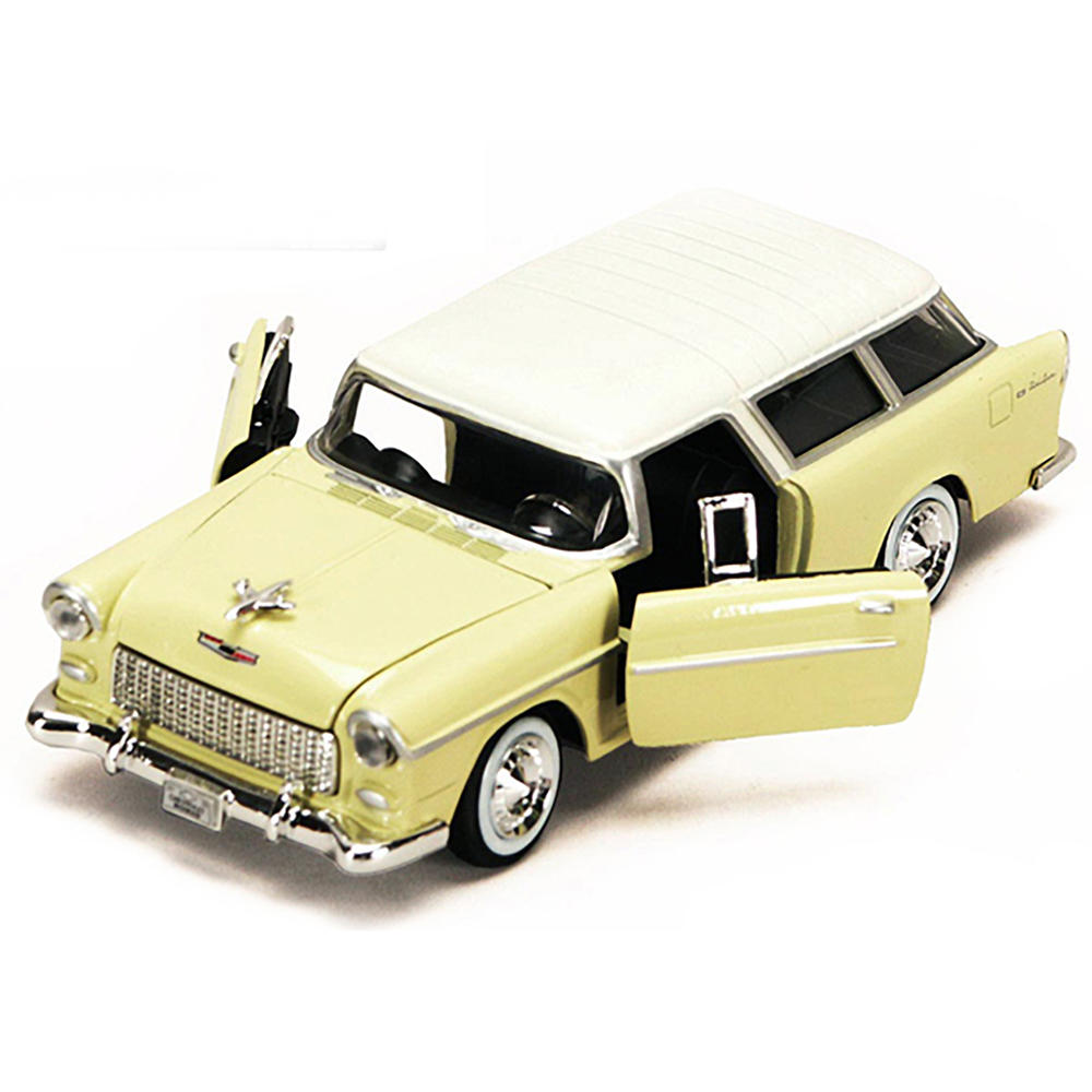 Motormax 1955 Chevrolet Bel Air Nomad Yellow with White Top 1/24 Diecast Model Car by Motormax