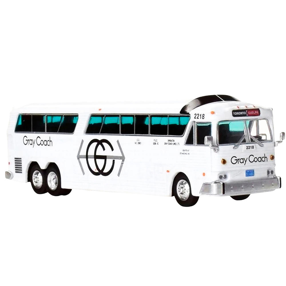 Iconic Replicas MCI MC-7 Challenger Intercity Coach Bus White "Gray Coach" Toronto - Guelph (Canada) 1/87 (HO) Diecast Model by Iconic Replicas