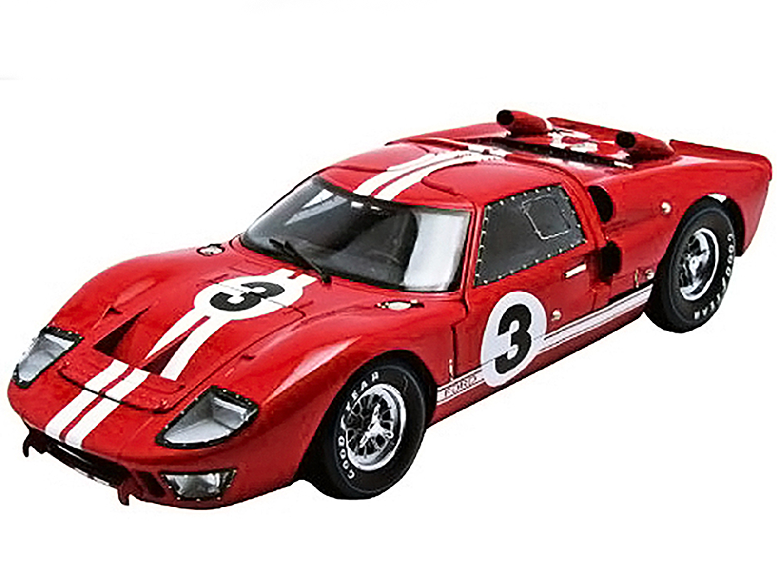 SHELBY COLLECTIBLES 1966 Ford GT-40 MK II #3 Red with White Stripes Le Mans 1/18 Diecast Model Car by Shelby Collectibles