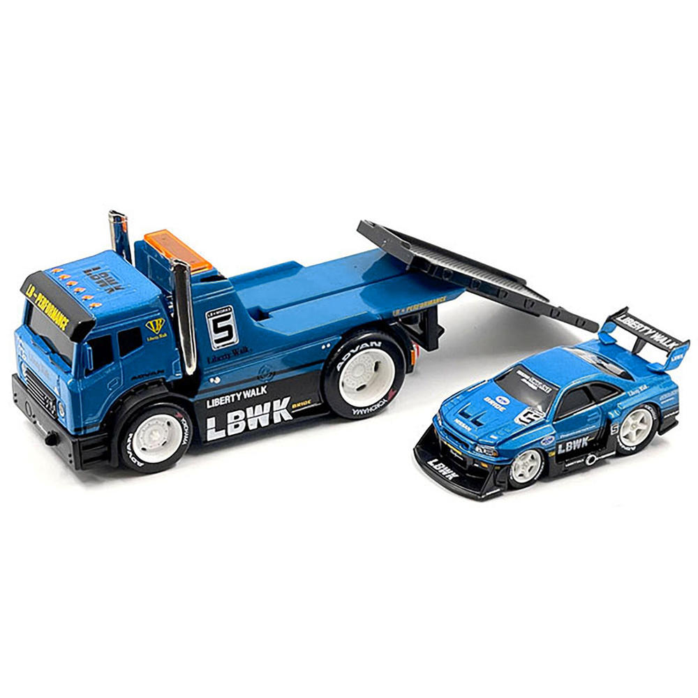 Muscle Machines JDM Flatbed Truck #5 Blue Met