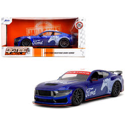 JADA 2024 Ford Mustang Dark House Candy Blue with White Top and "Bigtime Muscle" Series 1/24 Diecast Model Car by Jada