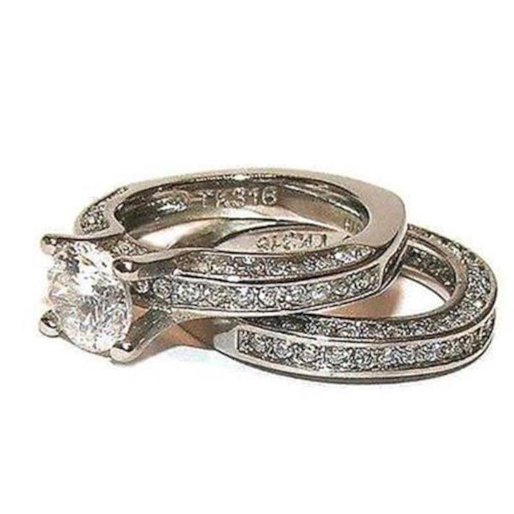 Edwin Earls 2ct Round Cut Solitarie Wedding Engagement Ring Set Womens Bridal Set