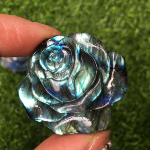 Branded Natural Labradorite Hand Carved The Roses Quartz Crystal Healing US 1 PC