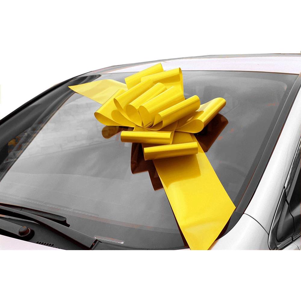 GiftWrap Etc Big Yellow Car Bow Ribbon - 25" Wide, Fully Assembled, Fall, Christmas, Easter