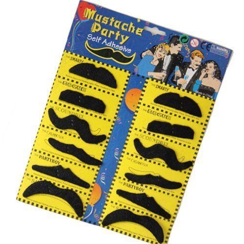 TD Self Adhesive Set of 36 Fake Mustaches Costume Accessory Party Disguise
