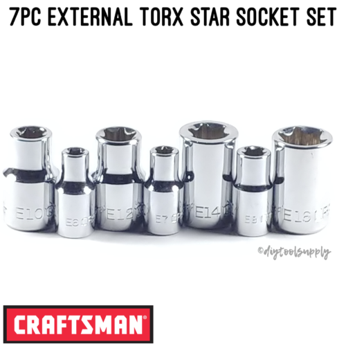 Craftsman External E Torx Star Bit Socket Set 1/4" 3/8" Drive Ratchets 7pc