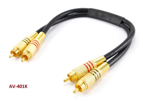 CablesOnline 1ft Premium 2-RCA Male to Male Gold-Plated Audio Cable, CablesOnline AV-401K