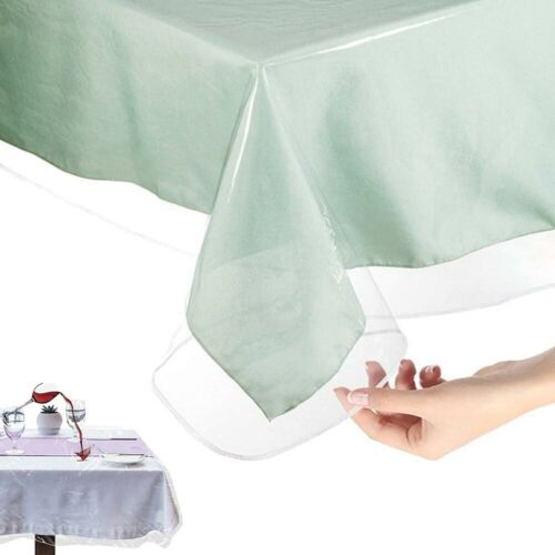 Branded Clear Vinyl Tablecloth Protector Heavy Plastic Rectangle Sheet Table Cover 54X72