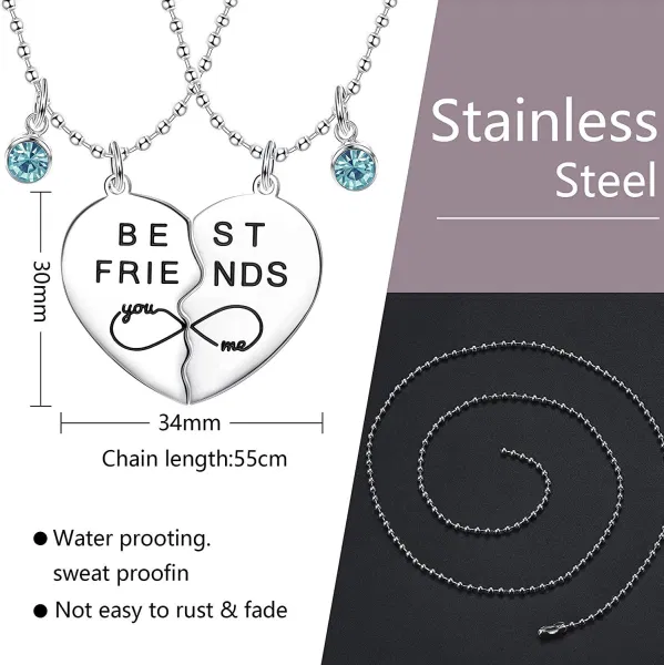 Branded 3PCS Best Friendship Necklace Friendship Gift BFF Women's Fashion Jewelry Set Engraved Puzzle Necklace Good Friends Crystal Matc