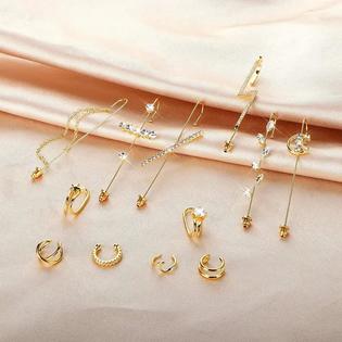 Branded 12Pcs Ear Wrap Crawler Hook Earrings Ear cuff Earrings for