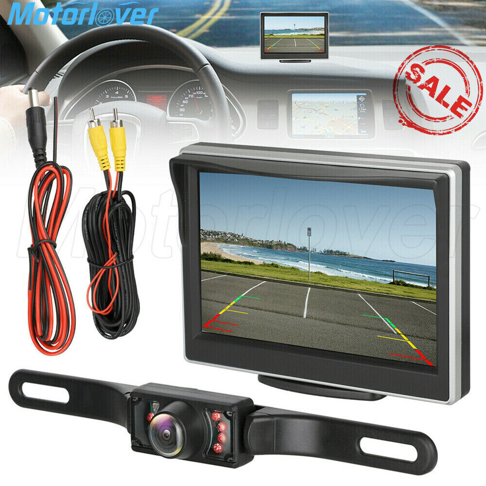 Motorlover 5'' IR Backup Camera Monitor HD Car Auto Rear View Parking System Night Vision