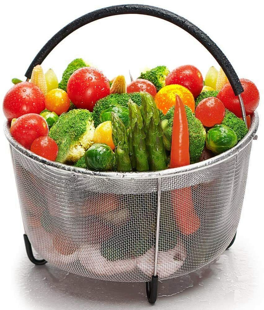BONISON Stainless Steel Steamer Basket for Instant Pot 5/6 QT Silicone  Wrapped Handle