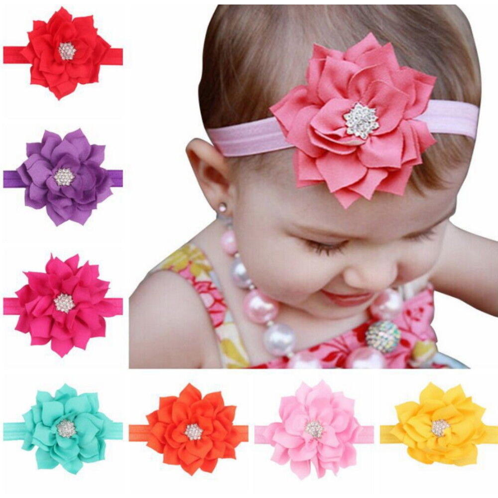 Tika 8Pcs Colors Newborn Baby Girl Headband Infant Toddler Bow Hair Band Accessories
