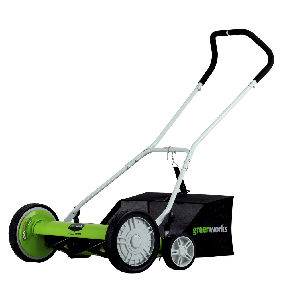 Photo 1 of * missing instructions * missing pieces *
Greenworks 20-Inch 5-Blade Push Reel Lawn Mower with Grass Catcher