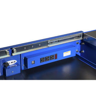 Sunex 8035xtbl 3 Drawer Slide Top Utility Cart With Power Strip Blue