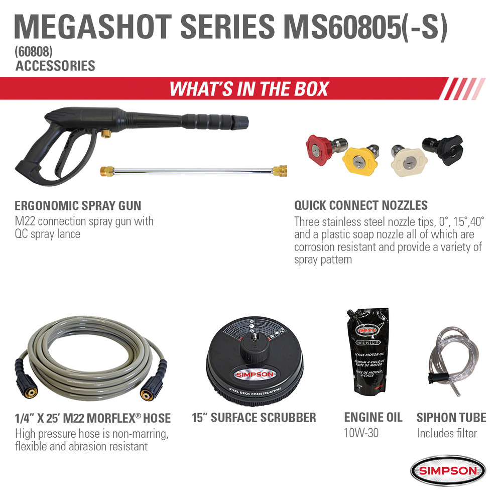 Simpson 60808 Megashot 3000 Psi 2 4 Gpm Premium Gas Pressure Washer