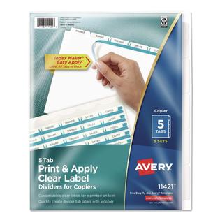Avery 11421 5-Tab Print and Apply Letter Index Maker Label ...