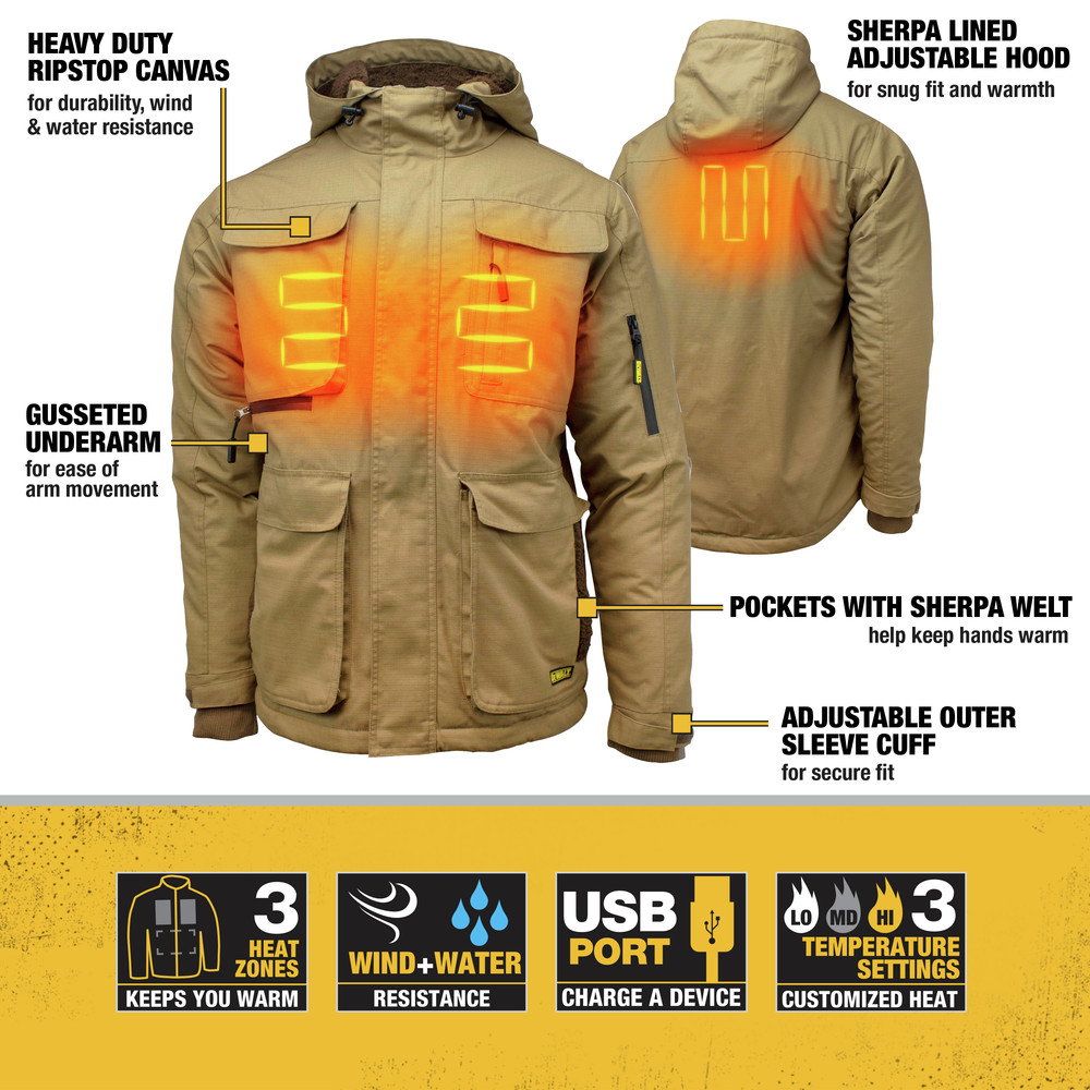 Photo 1 of DeWalt DCHJ091B-2X 20V Lithium-Ion Cordless Men's Heavy Duty Ripstop Heated Jacket (Jacket Only) - 2XL, Dune