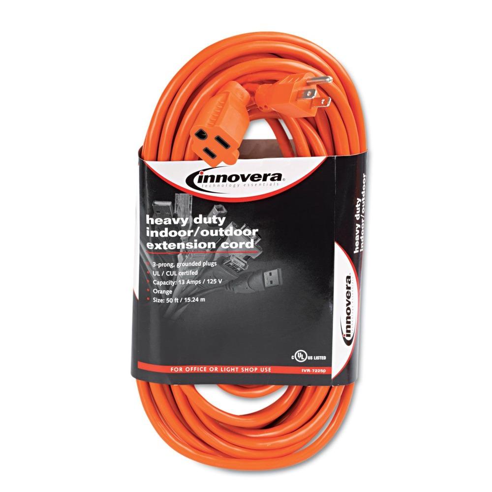 Innovera IVR72250 Indoor/Outdoor 50 ft. Extension Cord - Orange