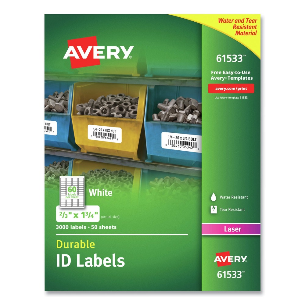 Avery 61533 Durable 0.66 in. x 1.75 in. Permanent ID Labels ...