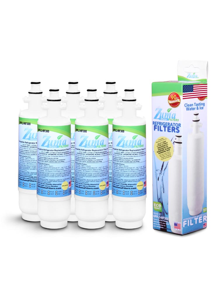 Zuma Filters ZUMA Brand , Water and Ice Filter , Model # OPFL3-RF300 , Compatible to LG&reg; ADQ36006101S - 6 Pack - Made in U.S.A.