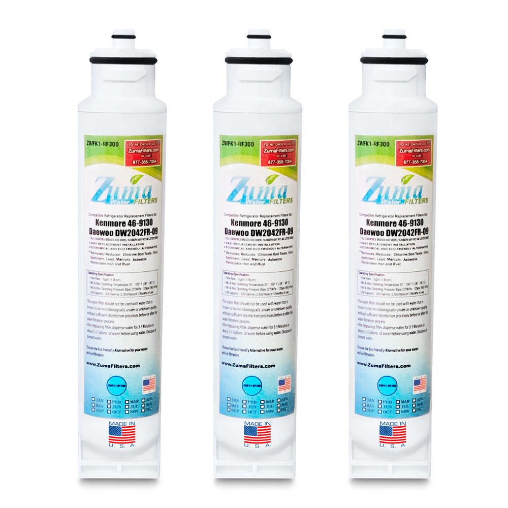 Zuma Filters™ Brand Refrigerator Water and Ice Filter compatible with Daewoo® / Kenmore® SR620X (3 Pack) ZWFK1-RF300