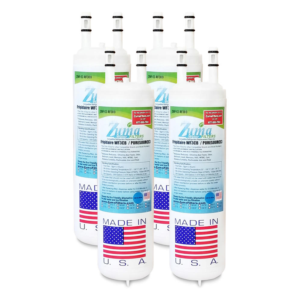 Zuma Filters ZUMA Brand , Water and Ice Filter , Model # ZWFE2-RF300 , Compatible to Frigidaire&reg; WF3CB - 4 Pack - Made in U.S.A.