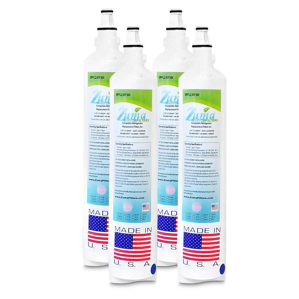 Zuma Filters ZUMA Brand , Water and Ice Filter , Model # OPFL2-RF300 , Compatible to LG&reg; 46-9990 - 4 Pack - Made in U.S.A.