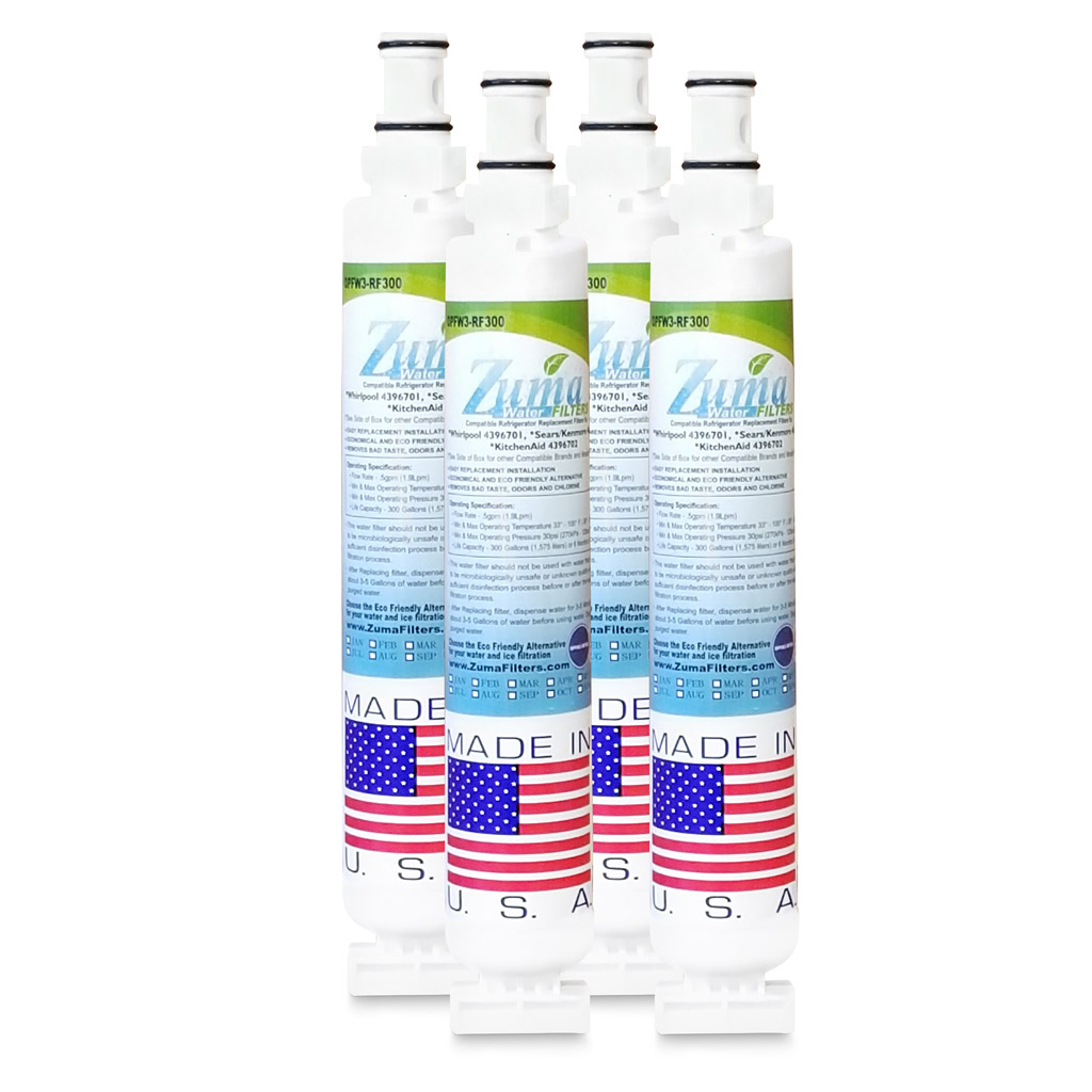 Zuma Filters™ Brand Refrigerator Water and Ice Filter compatible with Whirlpool® WF293 (4 Pack) OPFW3-RF300